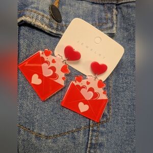 Red Heart Envelope Earrings